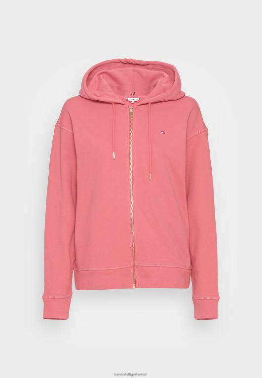 الإنجليزية الوردي Tommy Hilfiger سترة بغطاء للرأس بسحاب كامل مريحة 446443845