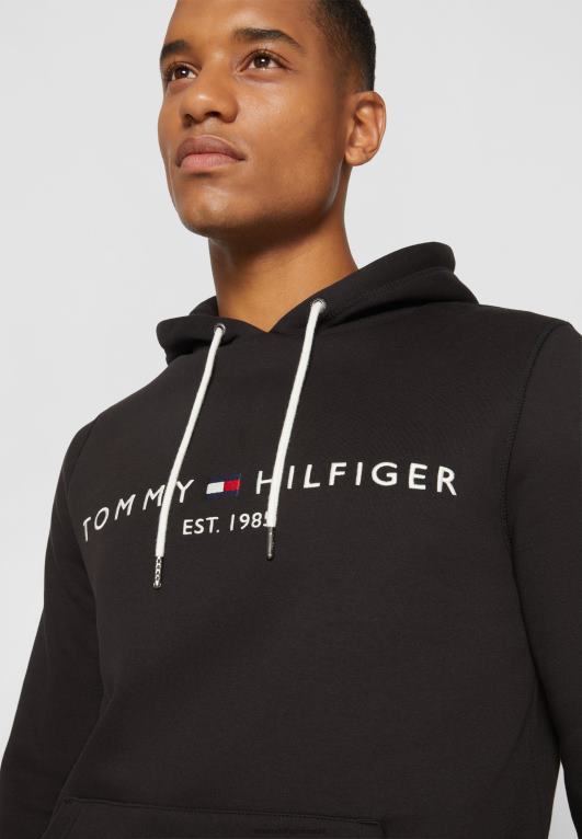 أسود Tommy Hilfiger هوديي بشعار الماركة 446443929