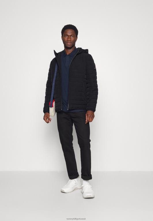 أسود Tommy Hilfiger تمتد سترة مقنعين سترة الشتاء 446443940