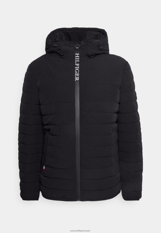 أسود Tommy Hilfiger تمتد سترة مقنعين سترة الشتاء 446443940
