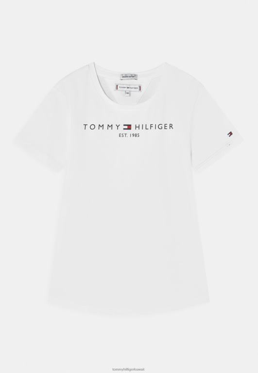 أبيض Tommy Hilfiger تي شيرت بطبعة تي شيرت أساسية للفتيات 446444008