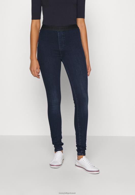 الدنيم الأزرق الداكن Tommy Hilfiger سحب نحيف ناعم على الجينز الضيق 446444027