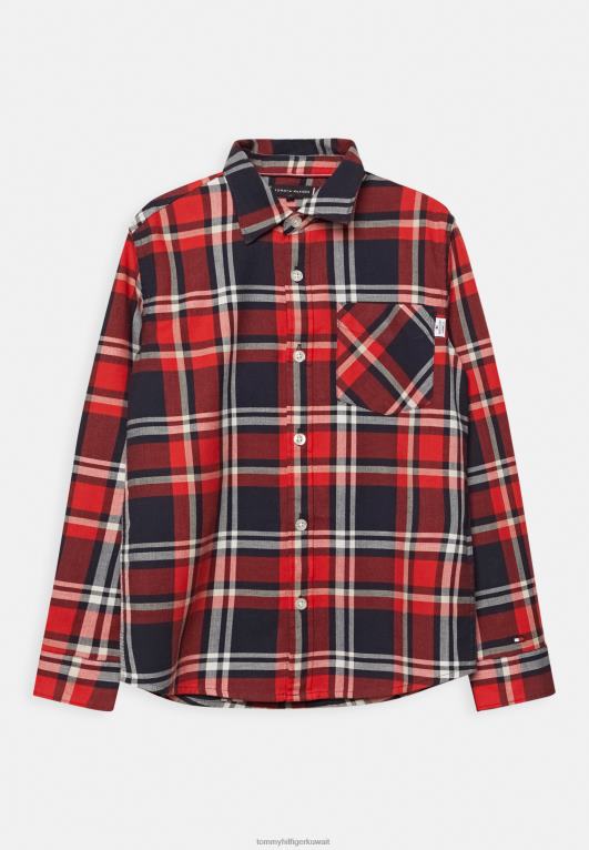 فحص أبيض/أحمر Tommy Hilfiger قميص مربعات متعرجة 446444049