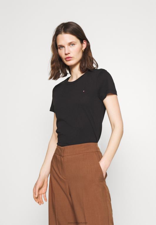 أسود Tommy Hilfiger تي شيرت أساسي برقبة دائرية من التراث 446444052