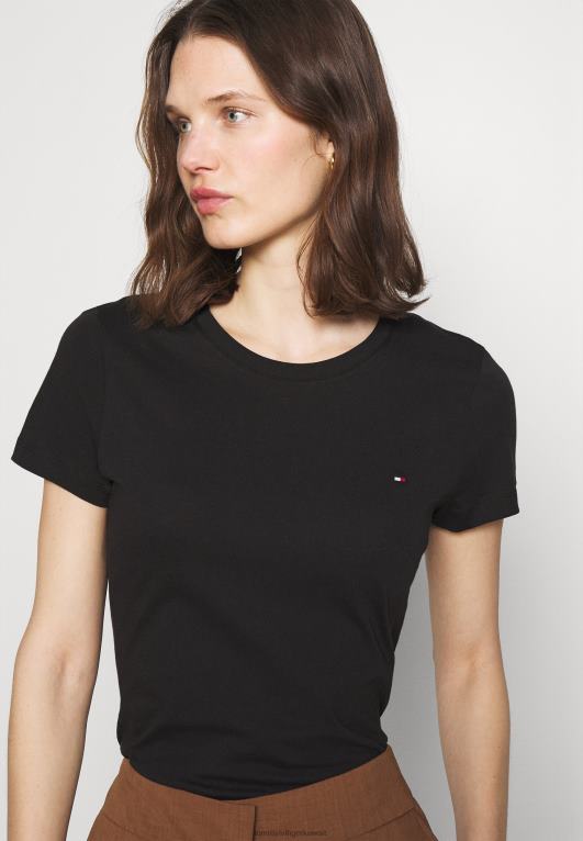 أسود Tommy Hilfiger تي شيرت أساسي برقبة دائرية من التراث 446444052