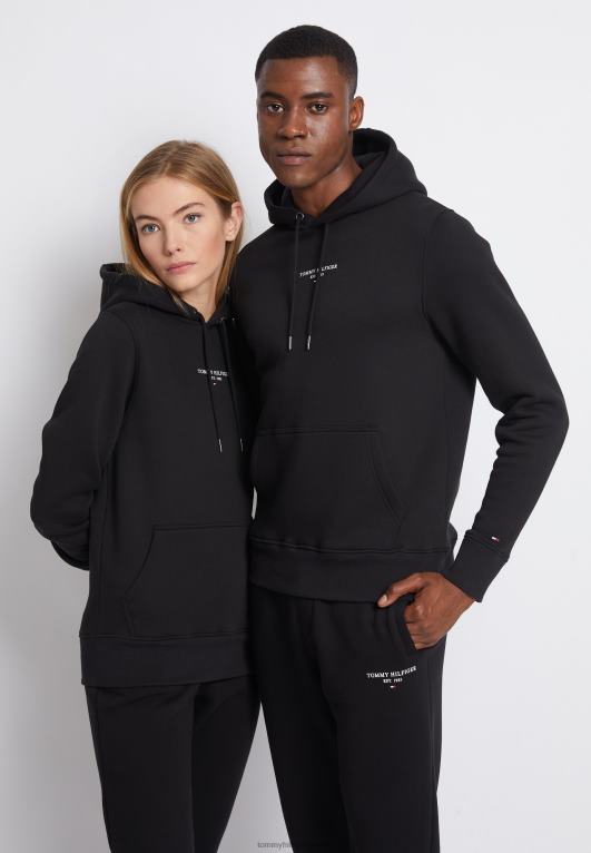 أسود Tommy Hilfiger هوديي بشعار الماركة 446444077