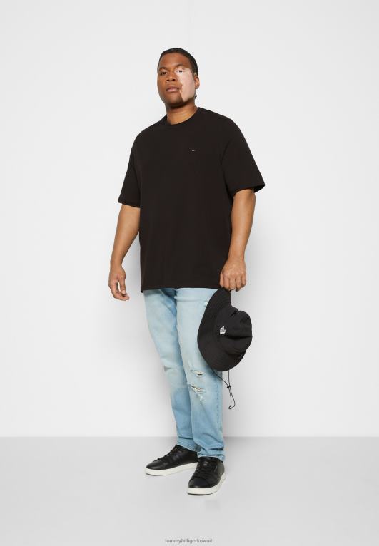 أسود Tommy Hilfiger تي شيرت أساسي قابل للتمدد 446444079
