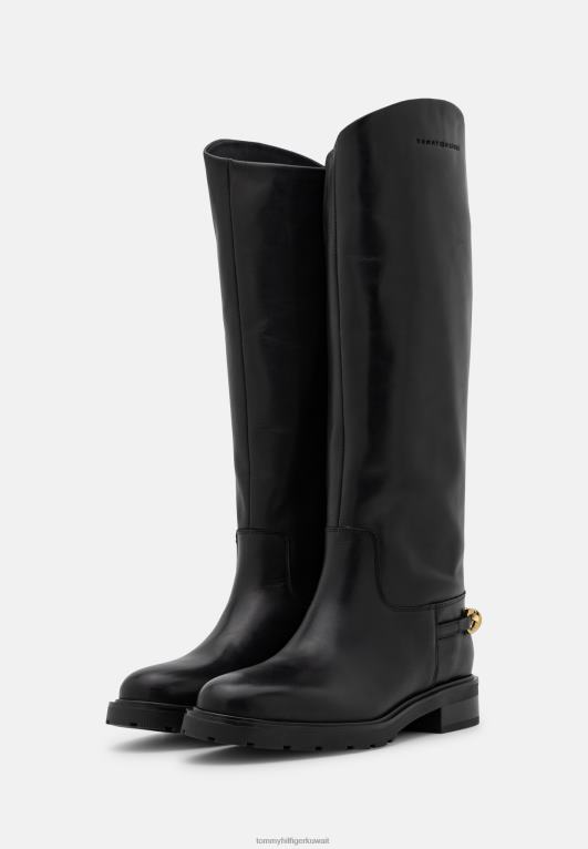 أسود Tommy Hilfiger تطور الأحذية الطويلة المسطحة 446444090