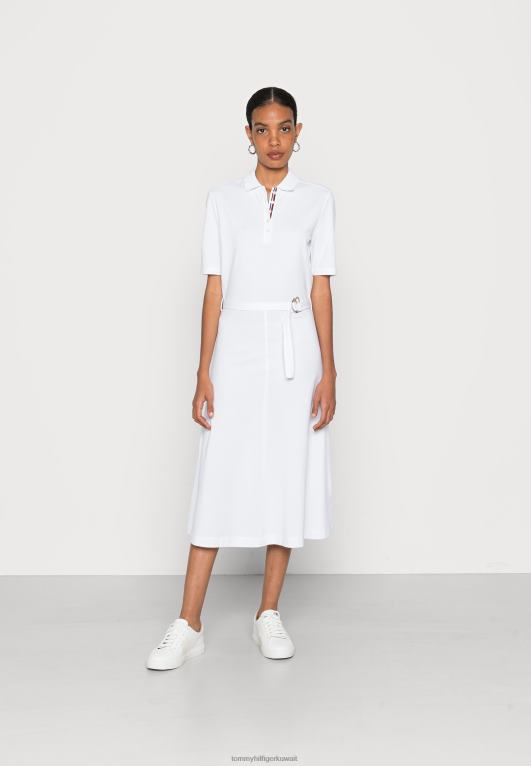 البصرية الأبيض Tommy Hilfiger فستان ميدي بولو فستان قميص 446444109