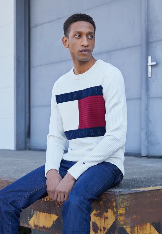 العاج / الأحمر / الأبيض / الأزرق Tommy Hilfiger هيكل طاقم العلم 446444159