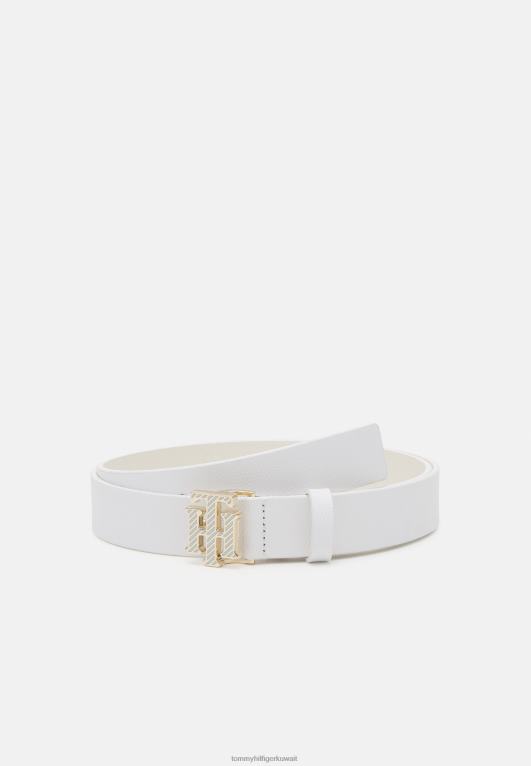 قذيفة بيضاء Tommy Hilfiger حزام الشعار المخطط التفصيلي 446444192