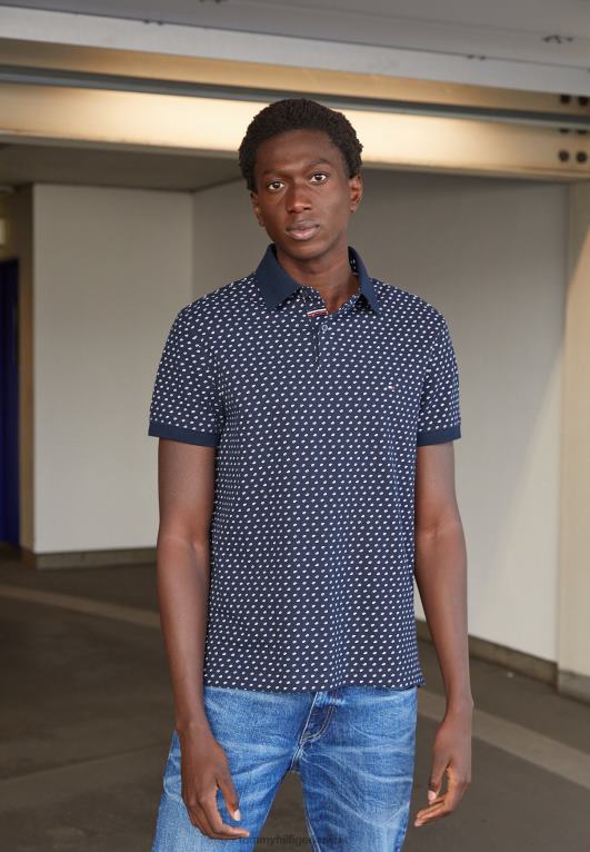 سماء الصحراء/أبيض Tommy Hilfiger قميص بولو صغير 446444201