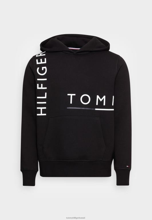 أسود Tommy Hilfiger سويت شيرت بغطاء للرأس برسومات جرافيكية 446444208