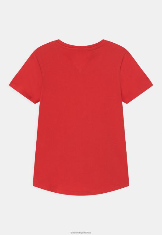 قرمزي عميق Tommy Hilfiger تي شيرت بطبعة تي شيرت أساسية 446444226