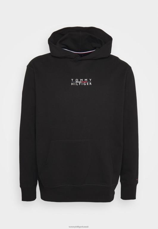 أسود Tommy Hilfiger كنزة بغطاء رأس وشعار مربع 446444229