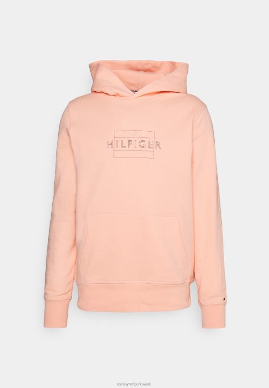 الخوخ غروب الشمس Tommy Hilfiger سويت شيرت بغطاء للرأس بعلم خطي وسحاب 446444237