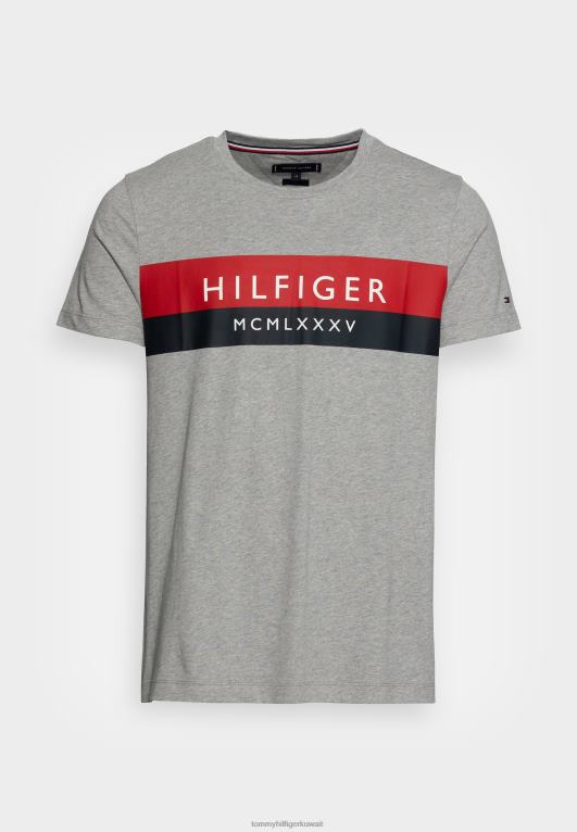 هيذر رمادي فاتح Tommy Hilfiger تي شيرت مطبوع بلونين 446444256