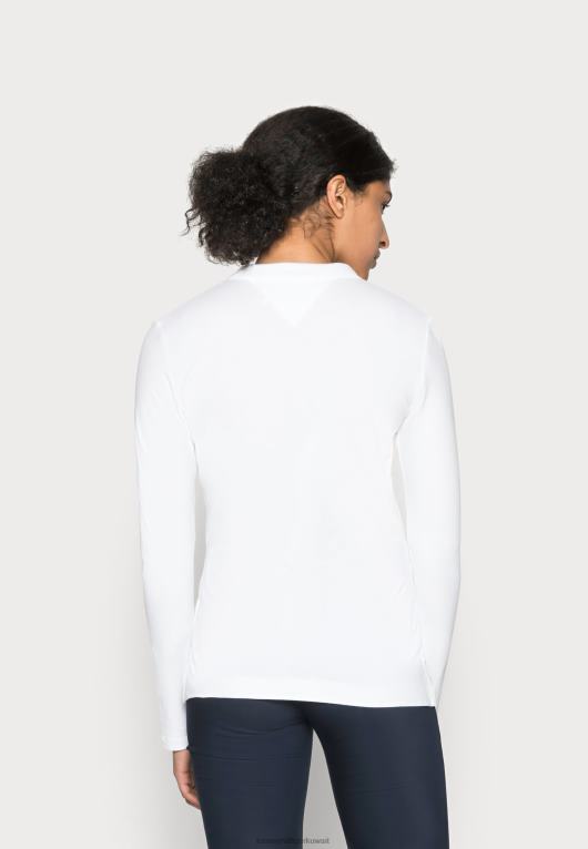 الأبيض الكلاسيكي Tommy Hilfiger قميص بولو نحيف بأكمام طويلة 446444261