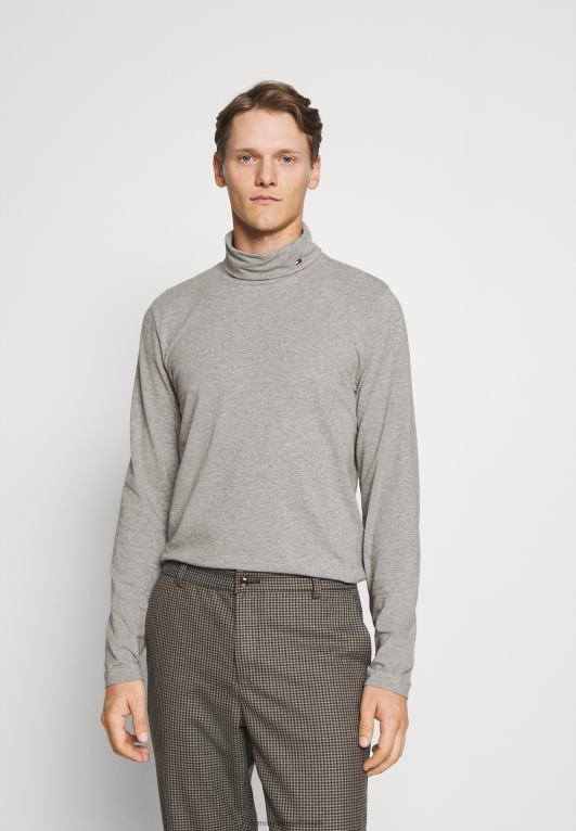 هيذر رمادي فاتح Tommy Hilfiger لفة الرقبة طويلة الأكمام أعلى بأكمام طويلة 446444278