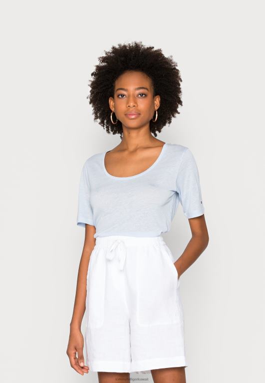 أزرق منسم Tommy Hilfiger مغرفة تي شيرت الأساسية 446444280