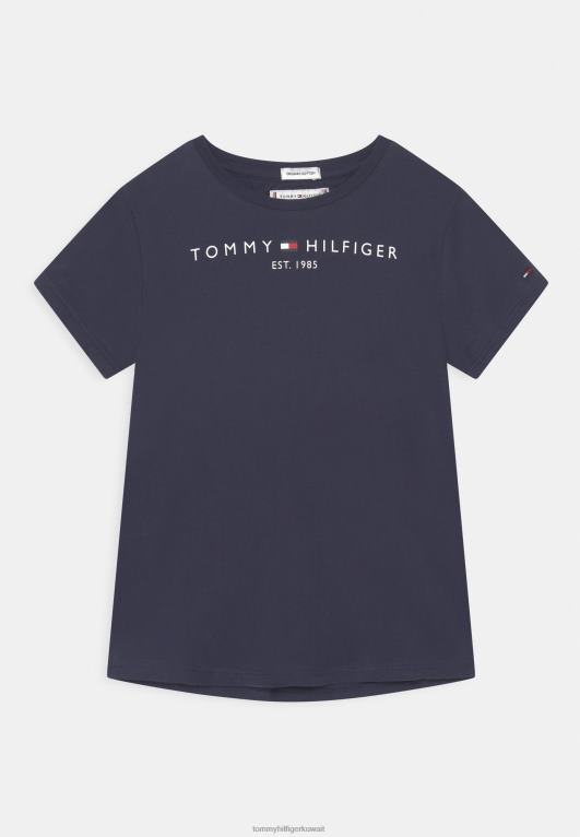 البحرية الشفق Tommy Hilfiger تي شيرت بطبعة تي شيرت أساسية للفتيات 446444301