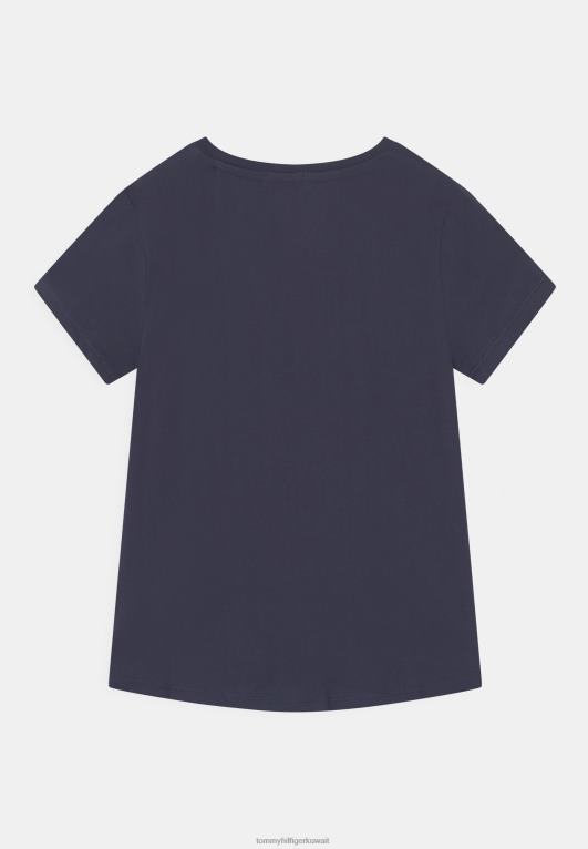 البحرية الشفق Tommy Hilfiger تي شيرت بطبعة تي شيرت أساسية للفتيات 446444301