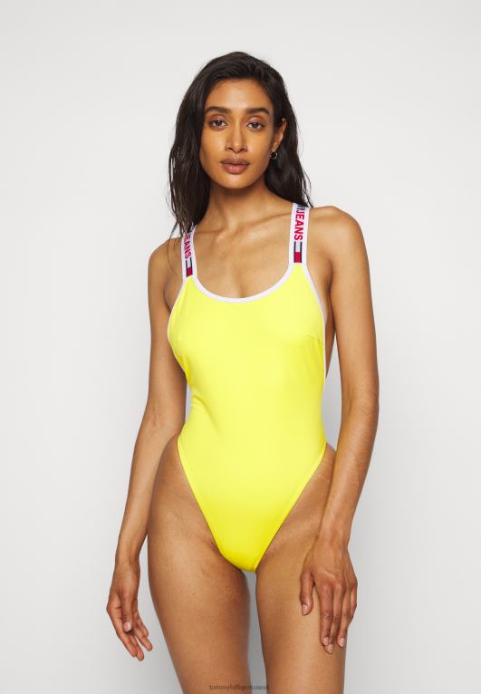 أصفر مغناطيسي Tommy Hilfiger ملابس السباحة البرازيلية ذات الظهر المنخفض قطعة واحدة 446444332