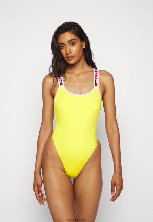 أصفر مغناطيسي Tommy Hilfiger ملابس السباحة البرازيلية ذات الظهر المنخفض قطعة واحدة 446444332
