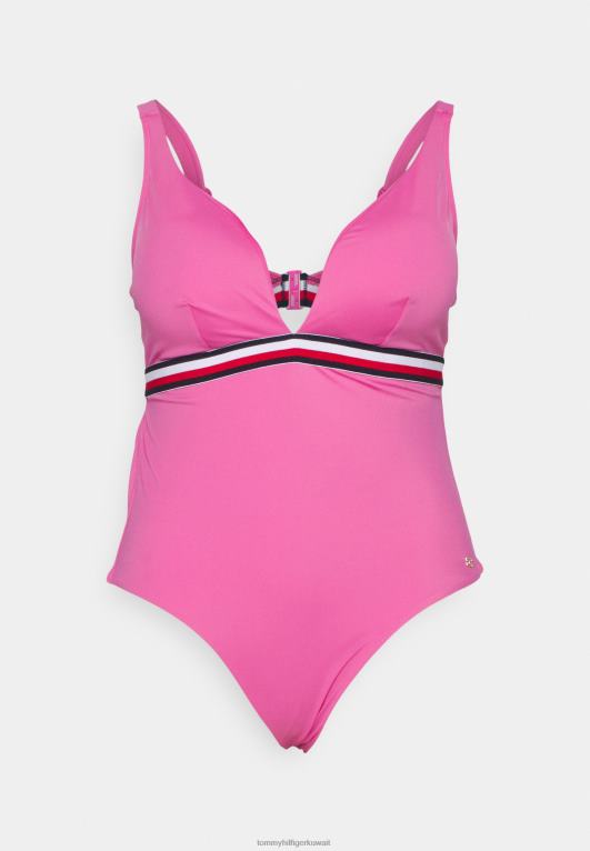وردي مشع Tommy Hilfiger ملابس سباحة مثلثة من قطعة واحدة 446444333