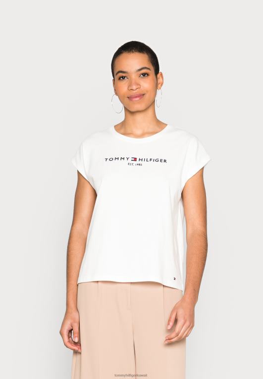 بيج فاتح Tommy Hilfiger تي شيرت مفتوح بطبعة قبعة 446444347