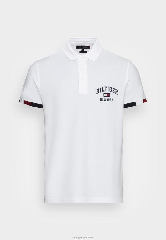 أبيض Tommy Hilfiger قميص بولو نحيل بشعار الماركة 446444351