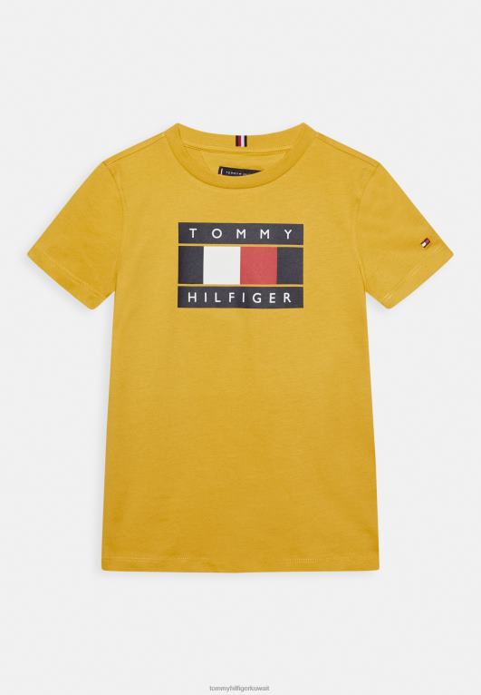 توسكان الأصفر Tommy Hilfiger تي شيرت مطبوع عليه علم عالمي 446444387