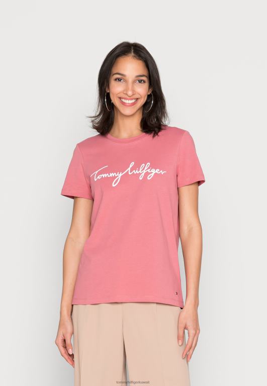 الإنجليزية الوردي Tommy Hilfiger تي شيرت برقبة دائرية وطبعة جرافيك 446444410