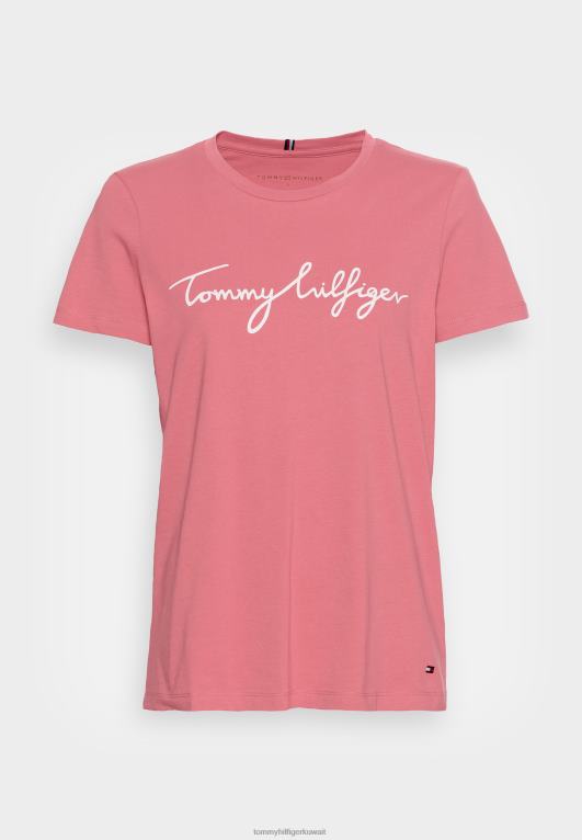 الإنجليزية الوردي Tommy Hilfiger تي شيرت برقبة دائرية وطبعة جرافيك 446444410