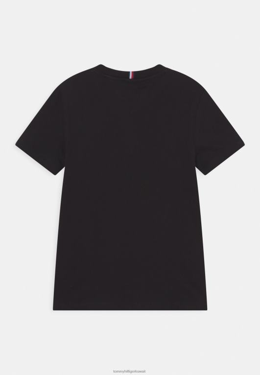 أسود Tommy Hilfiger تي شيرت بطبعة تي شيرت أساسية 446444518