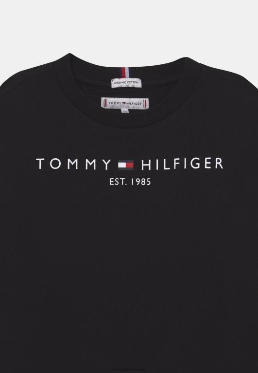 أسود Tommy Hilfiger تي شيرت بطبعة تي شيرت أساسية 446444518
