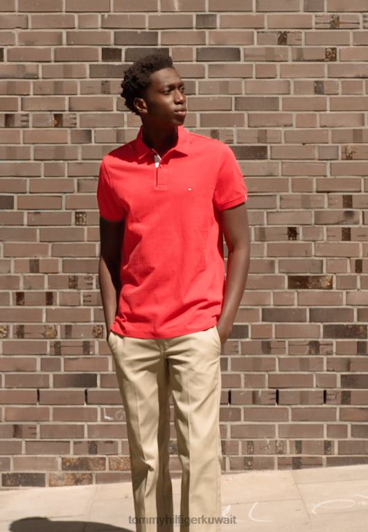 الأحمر الأساسي Tommy Hilfiger بلاكيت قميص بولو عادي 446444535
