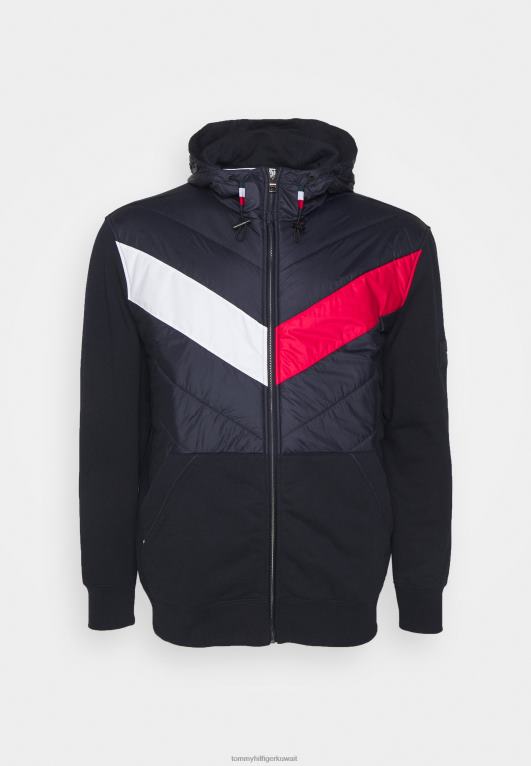 البحر الأزرق/متعدد Tommy Hilfiger مزيج الوسائط من خلال سترة خفيفة بغطاء للرأس 446444538