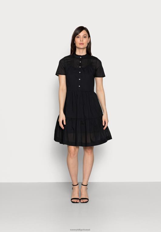 أسود Tommy Hilfiger فستان قميص الفوال الركبة 446444574