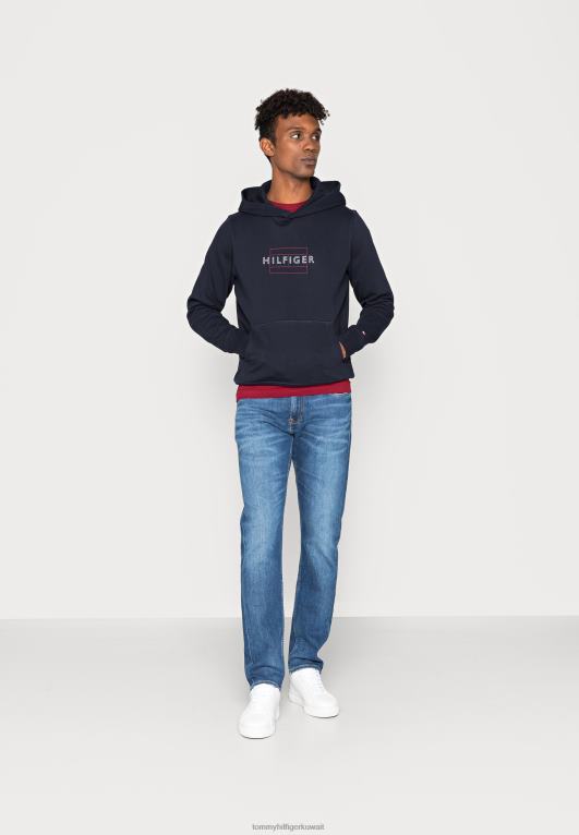 سماء الصحراء Tommy Hilfiger سويت شيرت بغطاء للرأس بعلم خطي وسحاب 446444623