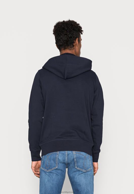 سماء الصحراء Tommy Hilfiger سويت شيرت بغطاء للرأس بعلم خطي وسحاب 446444623