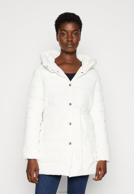 بيج فاتح Tommy Hilfiger معطف شتوي بغطاء للرأس أنثوي 446444646