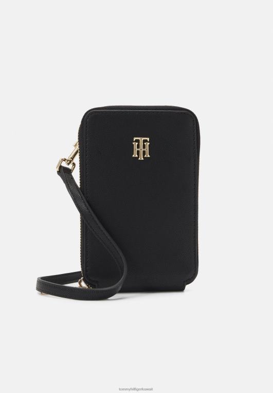 أسود Tommy Hilfiger محفظة هاتف خالدة على طول حقيبة الجسم 446444667