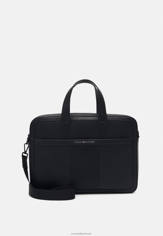 أسود Tommy Hilfiger حقيبة كمبيوتر محمول مركزية رفيعة 446444679