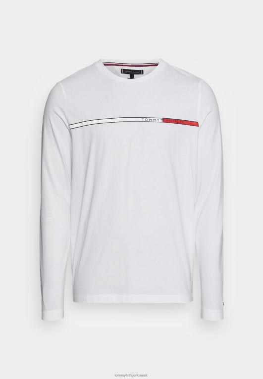 أبيض Tommy Hilfiger تي شيرت ذو لونين على الصدر بأكمام طويلة 446444697