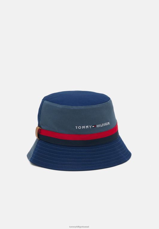 الفحم الأزرق Tommy Hilfiger قبعة دلو شريطية ثابتة للجنسين 446444727