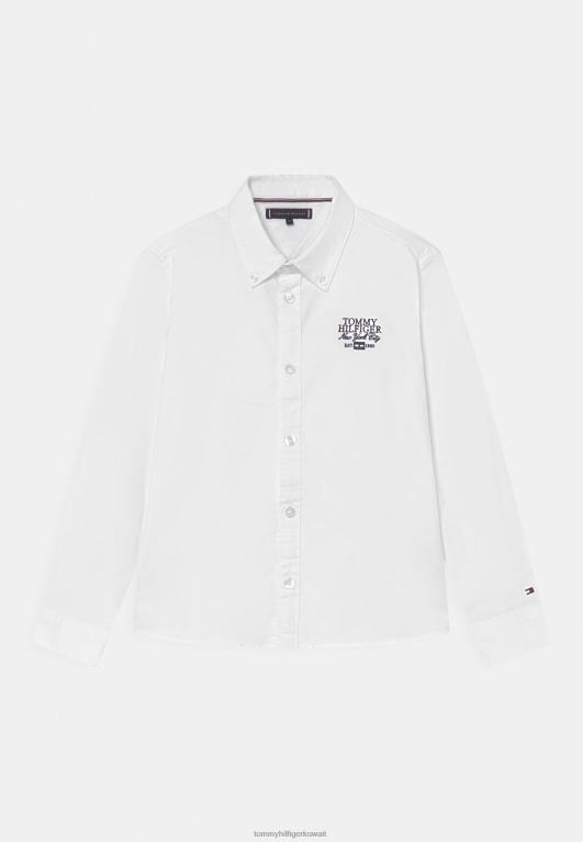 أبيض Tommy Hilfiger قميص أكسفورد ذو علامة تجارية 446444731