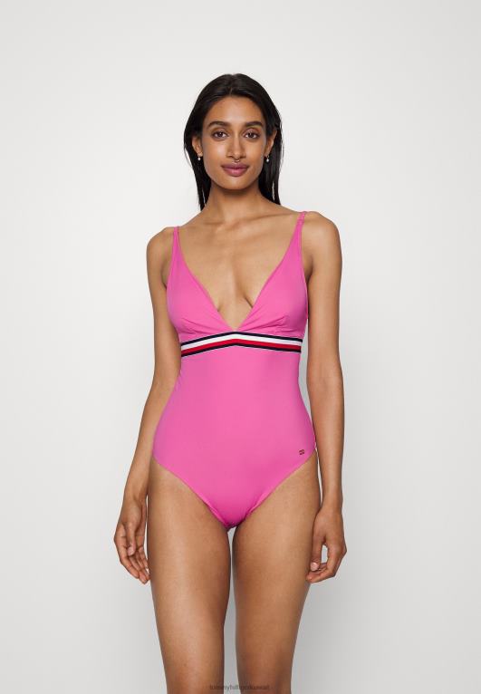 وردي مشع Tommy Hilfiger مثلث ملابس السباحة قطعة واحدة 446444757
