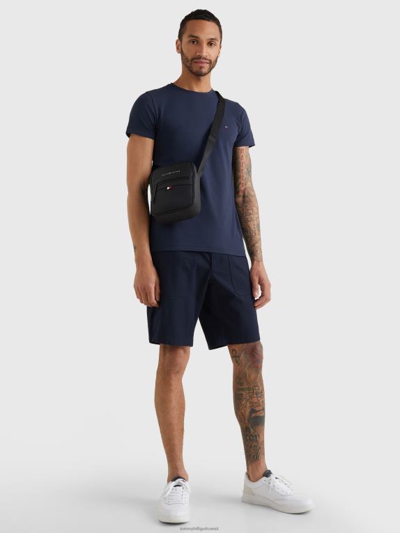 أسود Tommy Hilfiger حقيبة مراسل صغيرة أساسية 44644479