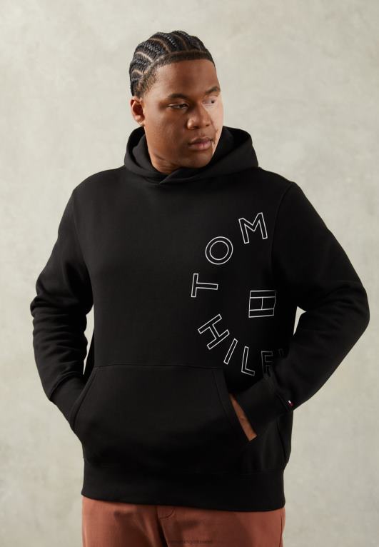 أسود Tommy Hilfiger سويت شيرت بغطاء رأس برسومات دائرية 446444830